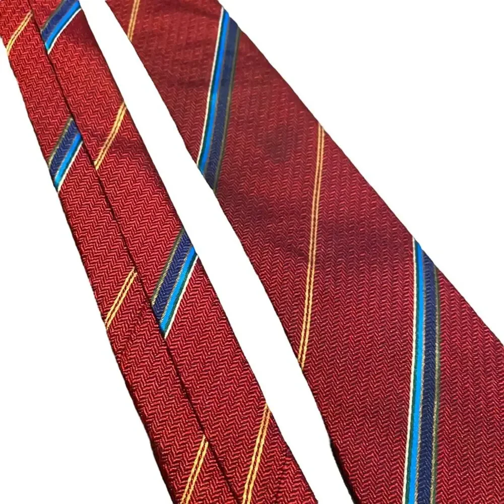 Vintage Burberry tie 100% Silk - Red and Blue Made in the USA